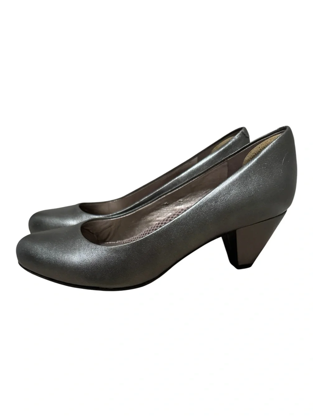 Easy Spirit Metallic Silver Mid-Block Heel Pump